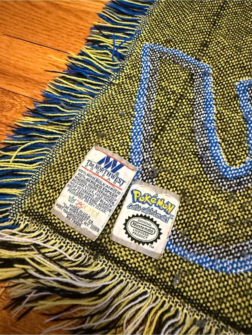 Vintage 90s Pokemon Surfing Pikachu Throw Blanket, Collectible Cards Anime 40x52